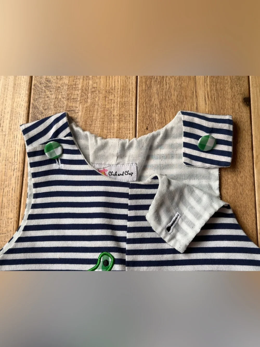 Chick and Chap Striped Alligator Shortall size 2